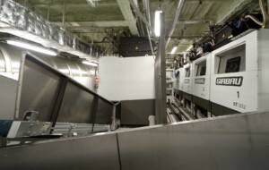 GIRBAU ST1302 industrial washing machines in a modern laundry facility – part of ALMACO’s turnkey laundry solutions for cruise ships, offshore platforms, and marine accommodation.
